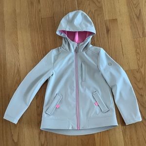 Michael Kors Girls Rain Jacket Size 7/8 Gray With Pink Accents